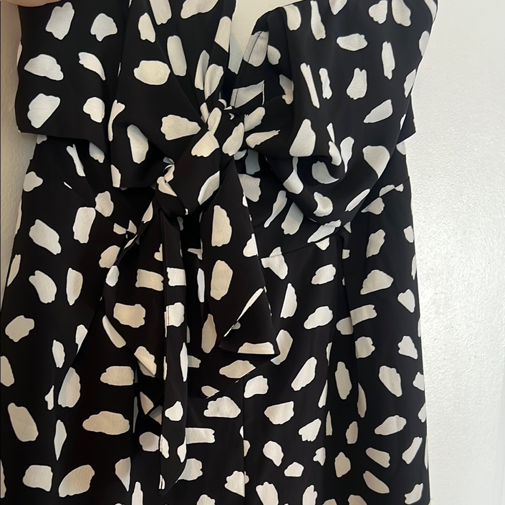 Black and White Strapless Romper with Bow